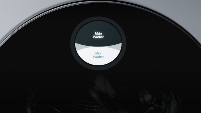 Prikazano je glavno pranje, kao i mini pranje LG SIGNATURE mašine za pranje veša